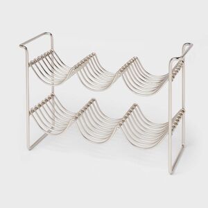 6 Bottle Metal Wire Wine Rack Brushed Nickel Threshold Countertop Storage